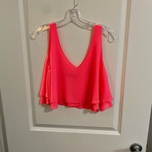 Pink Flowy Cropped Tank